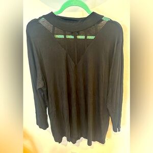 Black Bobeau shirt with fine mesh detail at neck size 2x